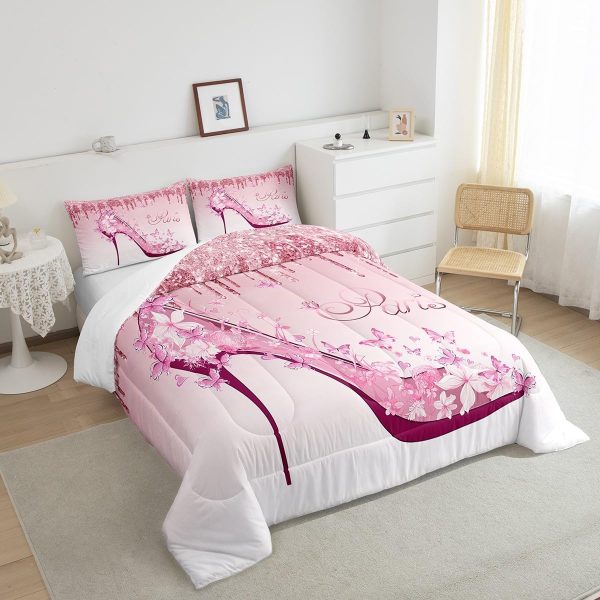 Castle Fairy African American Black Girl Comforter Set Twin Size,Pink Black Princess Girls Bedding Set,Cute Glitter Kids Quilt Set Teens Flower Star Colorful Dots Reversible Print Duvet Insert 2Pcs - Image 174