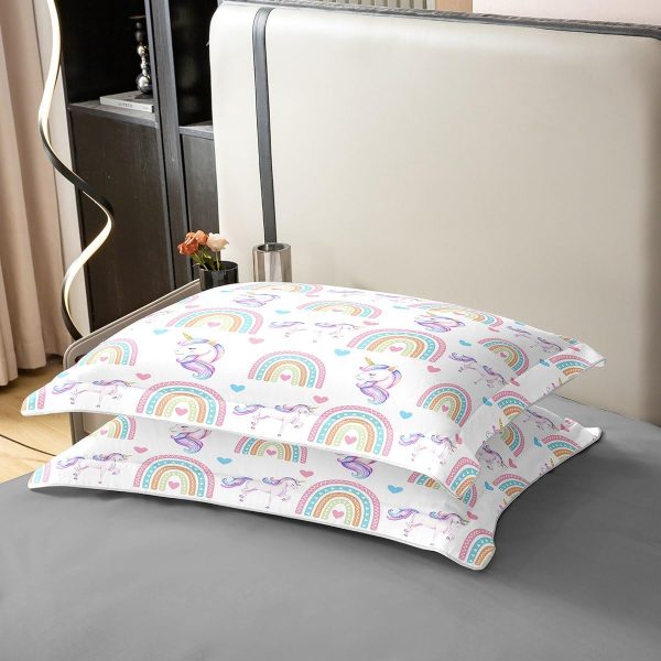 Full Size Duvet Cover Set Unicorn Comforter Cover Set 100% Pure Cotton Cute Boho Rainbow Horse Duvet Cover Set Cartoon Animal Bedding Set 3 Pcs(No Filler) - Image 5