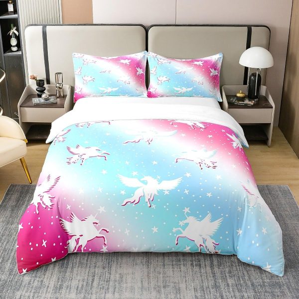 Glittering Galaxy Sky 100% Cotton Duvet Cover,Mystery Galaxy Blue Nebula Breathable Comforter Cover (Not Comforter),Dreamy Universe Watercolor Dark Night Comforter Cover 3 Pcs with 2 Pillowcases Full - Image 19