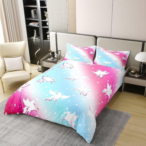 Glittering Galaxy Sky 100% Cotton Duvet Cover,Mystery Galaxy Blue Nebula Breathable Comforter Cover (Not Comforter),Dreamy Universe Watercolor Dark Night Comforter Cover 3 Pcs with 2 Pillowcases Full - Image 20