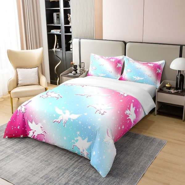 Glittering Galaxy Sky 100% Cotton Duvet Cover,Mystery Galaxy Blue Nebula Breathable Comforter Cover (Not Comforter),Dreamy Universe Watercolor Dark Night Comforter Cover 3 Pcs with 2 Pillowcases Full - Image 21