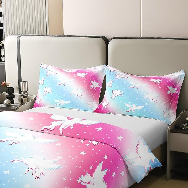 Glittering Galaxy Sky 100% Cotton Duvet Cover,Mystery Galaxy Blue Nebula Breathable Comforter Cover (Not Comforter),Dreamy Universe Watercolor Dark Night Comforter Cover 3 Pcs with 2 Pillowcases Full - Image 22