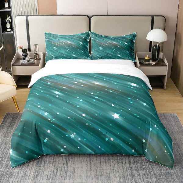 Glittering Galaxy Sky 100% Cotton Duvet Cover,Mystery Galaxy Blue Nebula Breathable Comforter Cover (Not Comforter),Dreamy Universe Watercolor Dark Night Comforter Cover 3 Pcs with 2 Pillowcases Full - Image 25