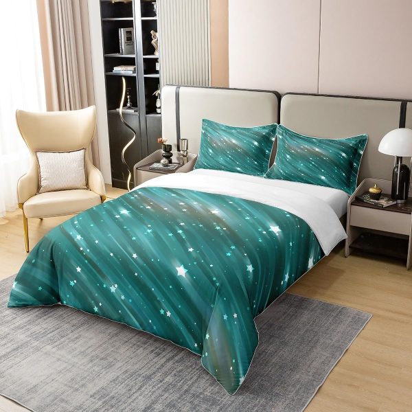 Glittering Galaxy Sky 100% Cotton Duvet Cover,Mystery Galaxy Blue Nebula Breathable Comforter Cover (Not Comforter),Dreamy Universe Watercolor Dark Night Comforter Cover 3 Pcs with 2 Pillowcases Full - Image 27