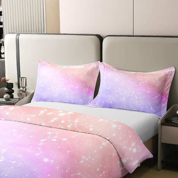 Glittering Galaxy Sky 100% Cotton Duvet Cover,Mystery Galaxy Blue Nebula Breathable Comforter Cover (Not Comforter),Dreamy Universe Watercolor Dark Night Comforter Cover 3 Pcs with 2 Pillowcases Full - Image 33