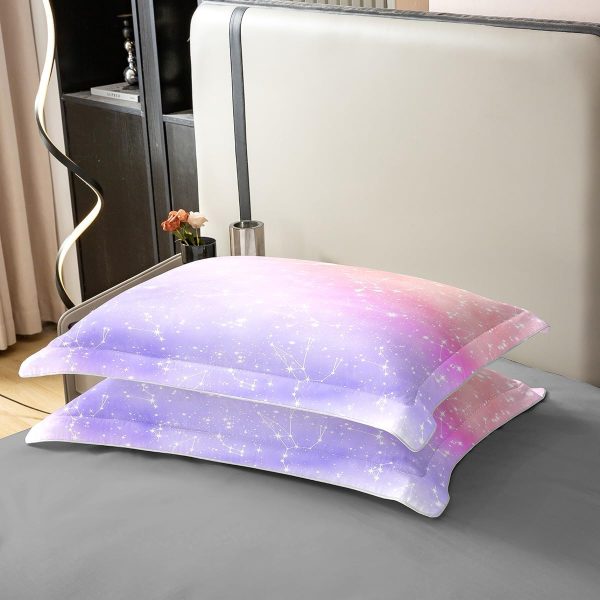 Glittering Galaxy Sky 100% Cotton Duvet Cover,Mystery Galaxy Blue Nebula Breathable Comforter Cover (Not Comforter),Dreamy Universe Watercolor Dark Night Comforter Cover 3 Pcs with 2 Pillowcases Full - Image 34