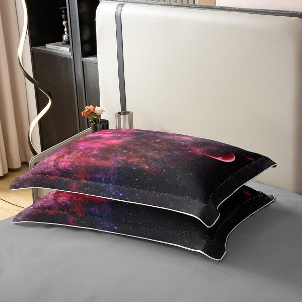 Glittering Galaxy Sky 100% Cotton Duvet Cover,Mystery Galaxy Blue Nebula Breathable Comforter Cover (Not Comforter),Dreamy Universe Watercolor Dark Night Comforter Cover 3 Pcs with 2 Pillowcases Full - Image 40