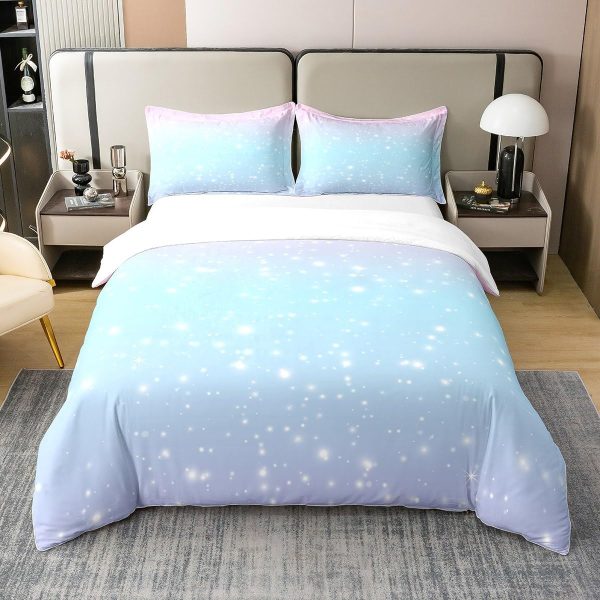 Glittering Galaxy Sky 100% Cotton Duvet Cover,Mystery Galaxy Blue Nebula Breathable Comforter Cover (Not Comforter),Dreamy Universe Watercolor Dark Night Comforter Cover 3 Pcs with 2 Pillowcases Full - Image 46