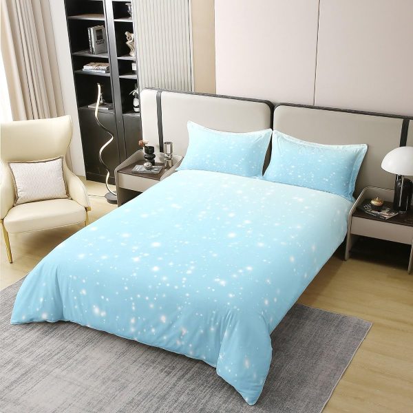 Glittering Galaxy Sky 100% Cotton Duvet Cover,Mystery Galaxy Blue Nebula Breathable Comforter Cover (Not Comforter),Dreamy Universe Watercolor Dark Night Comforter Cover 3 Pcs with 2 Pillowcases Full - Image 47
