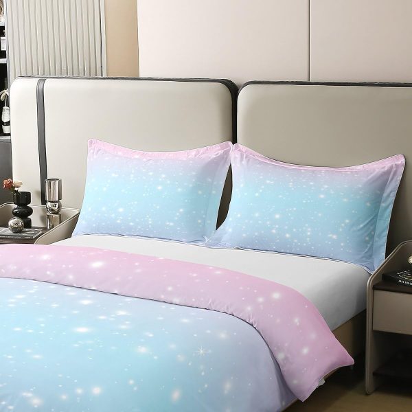 Glittering Galaxy Sky 100% Cotton Duvet Cover,Mystery Galaxy Blue Nebula Breathable Comforter Cover (Not Comforter),Dreamy Universe Watercolor Dark Night Comforter Cover 3 Pcs with 2 Pillowcases Full - Image 49