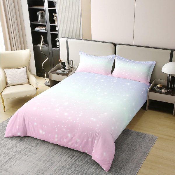 Glittering Galaxy Sky 100% Cotton Duvet Cover,Mystery Galaxy Blue Nebula Breathable Comforter Cover (Not Comforter),Dreamy Universe Watercolor Dark Night Comforter Cover 3 Pcs with 2 Pillowcases Full - Image 54